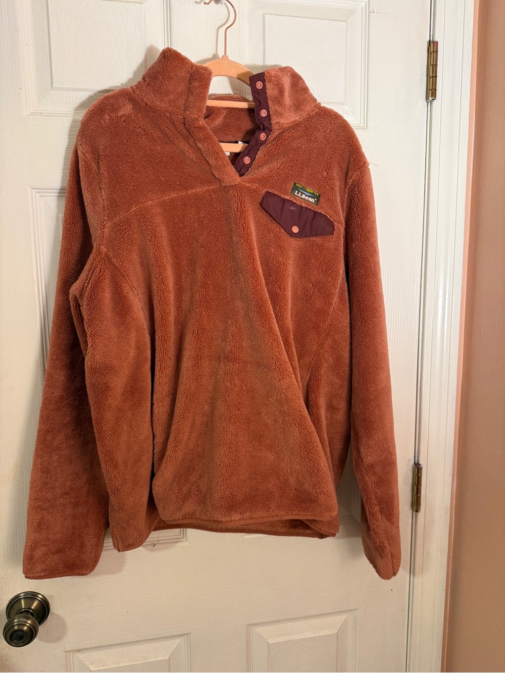 L.L. Bean Rust Orange Sherpa Fleece Jacket